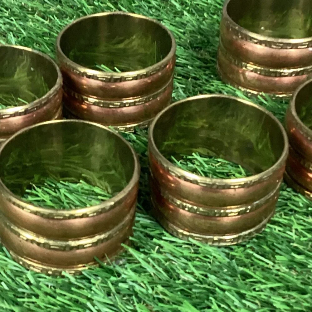 Vintage Copper & Brass Napkin Rings Set of 6